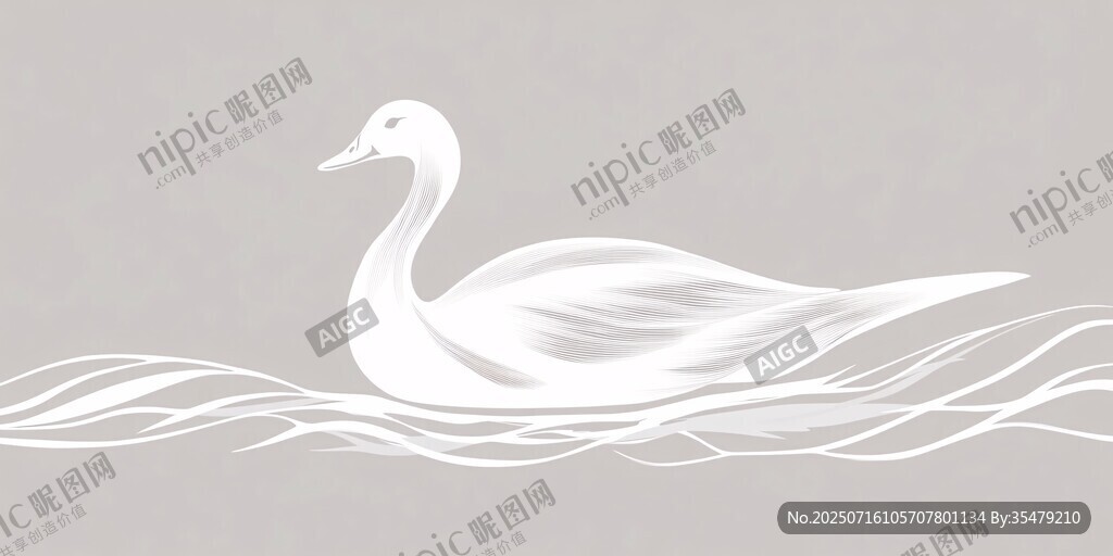 白鹅浮水图