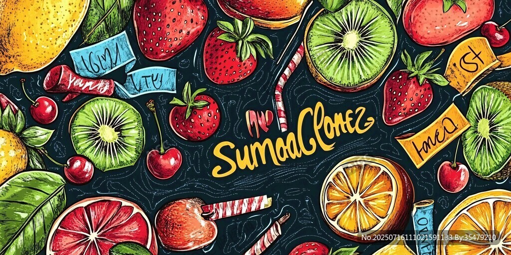 夏日缤纷水果插画