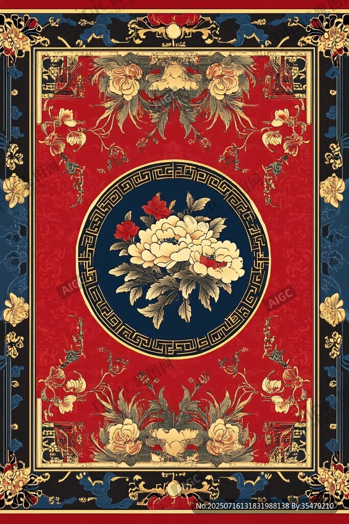 中式古典花卉地毯图案