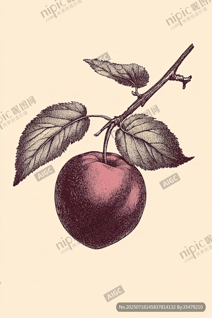 复古风苹果插画