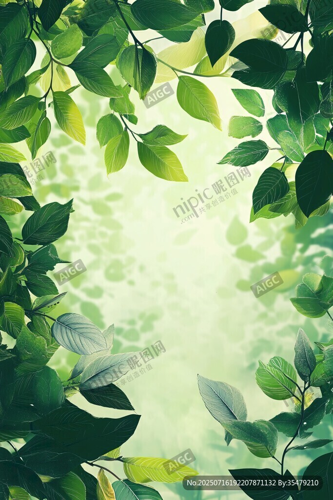 清新绿叶背景图