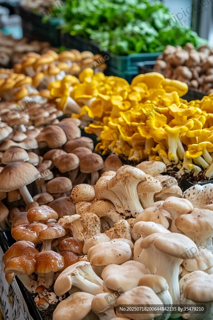 多彩蘑菇陈列 尽显新鲜生机