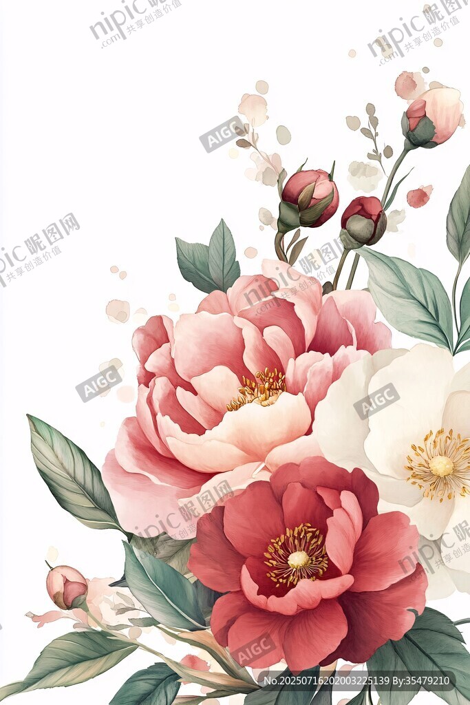 缤纷花卉插画 清新雅致