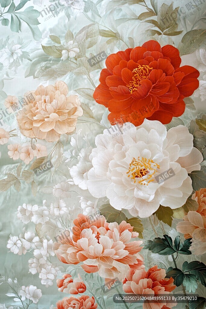 中式花卉墙纸图案欣赏