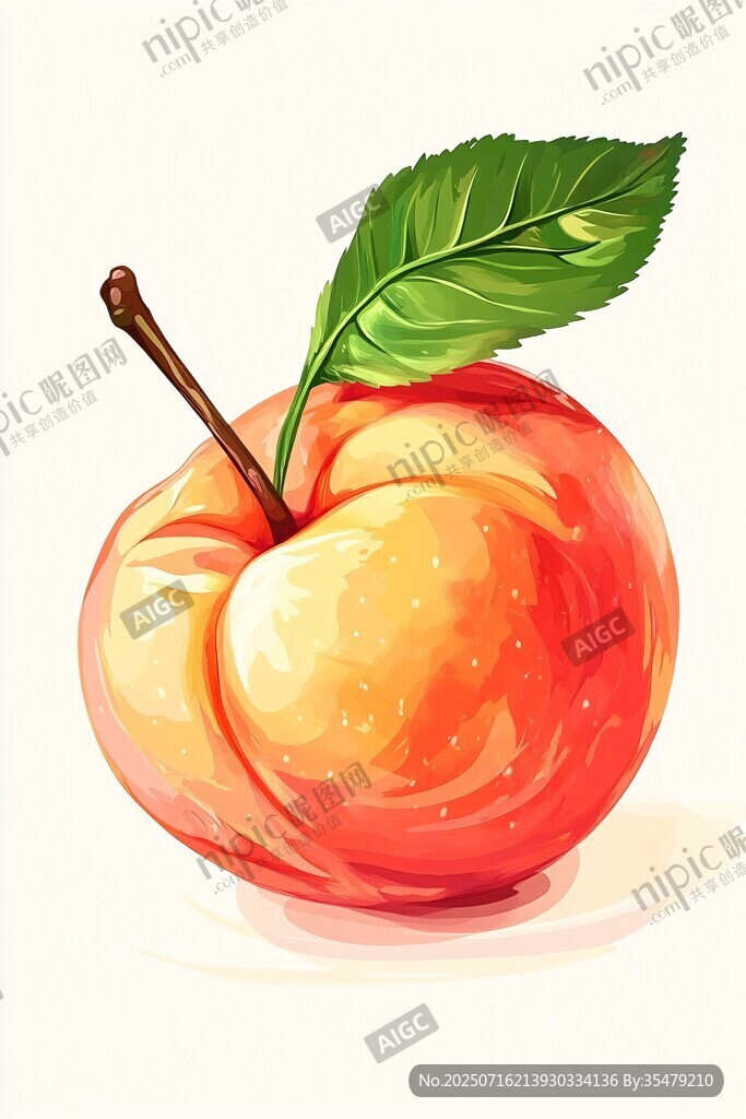 鲜艳多汁的单个成熟水蜜桃