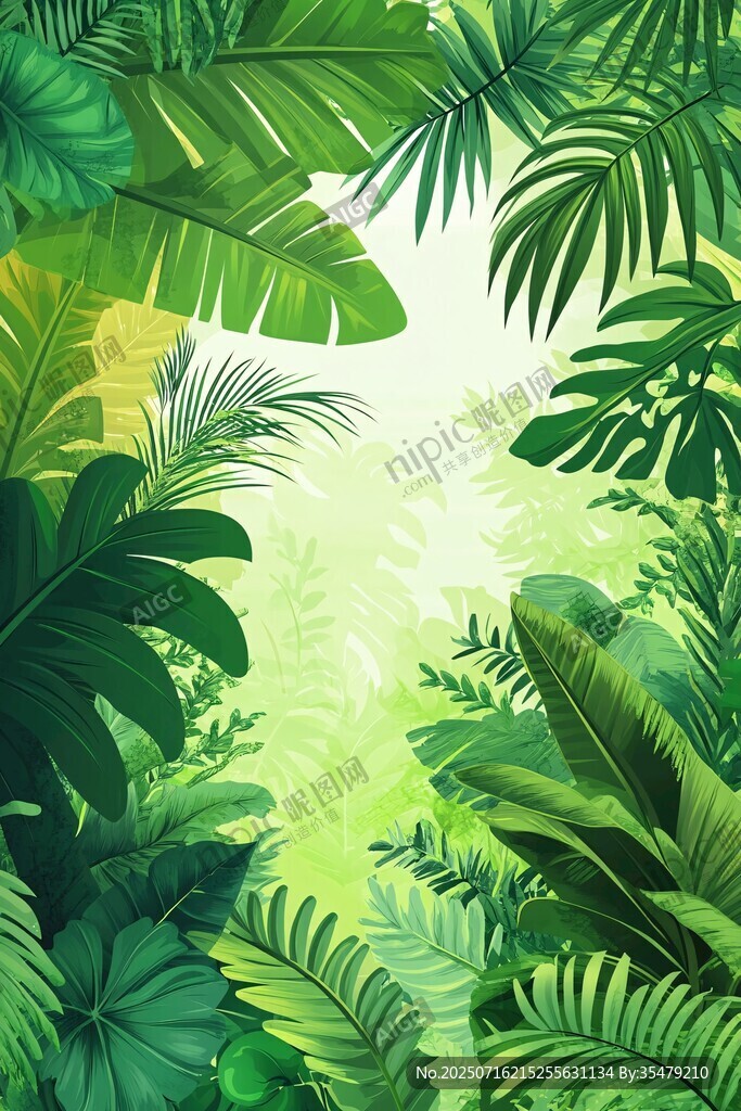 热带绿植背景 清新自然风