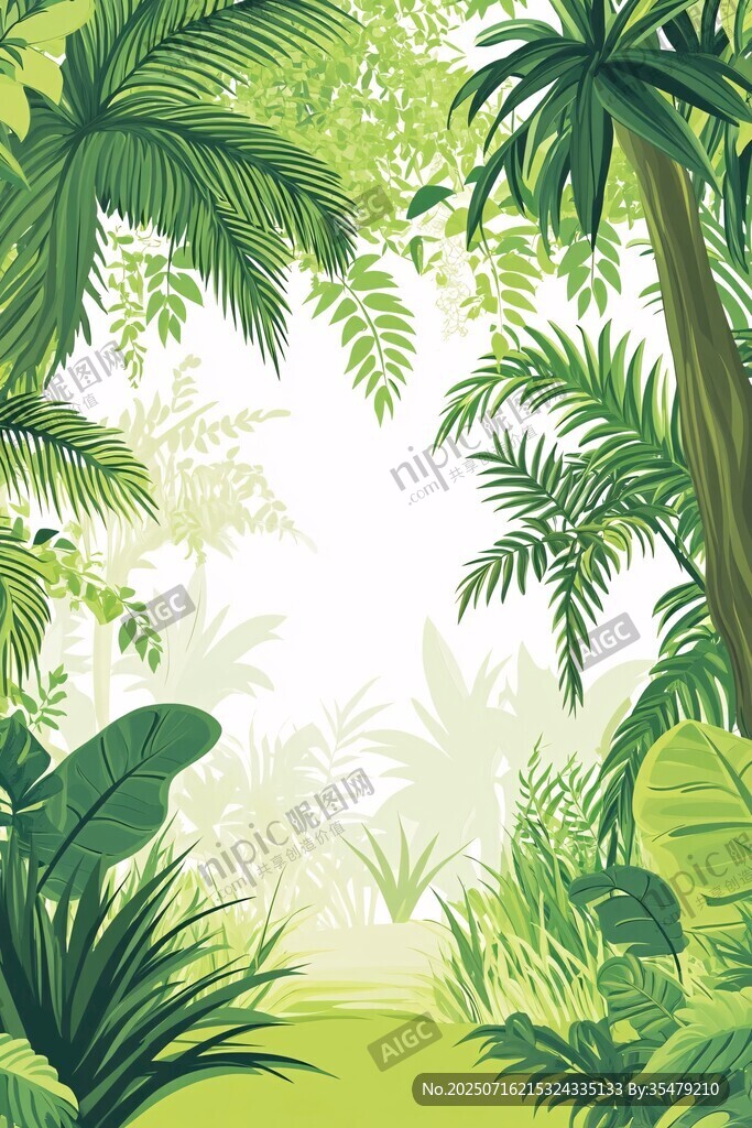 热带雨林风光插画