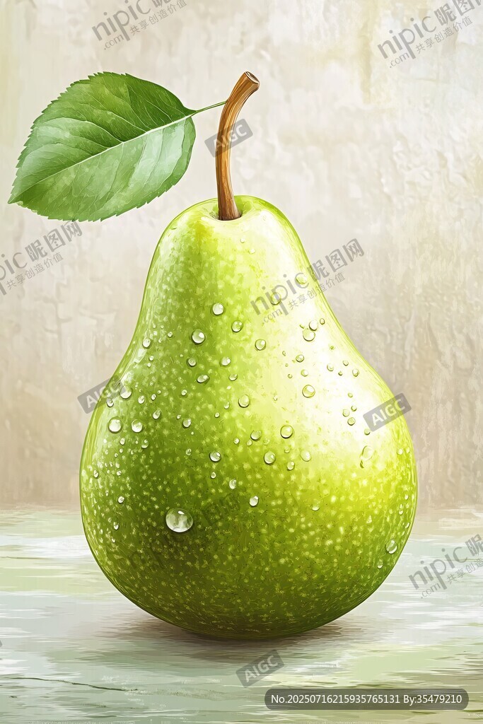 青梨带露 清新水果插画