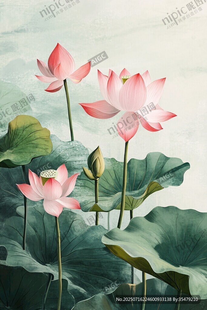水墨荷花图