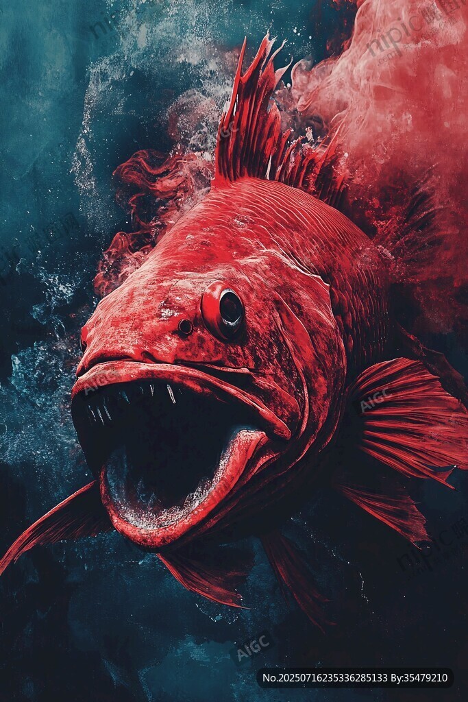 深海红鱼的凶猛瞬间