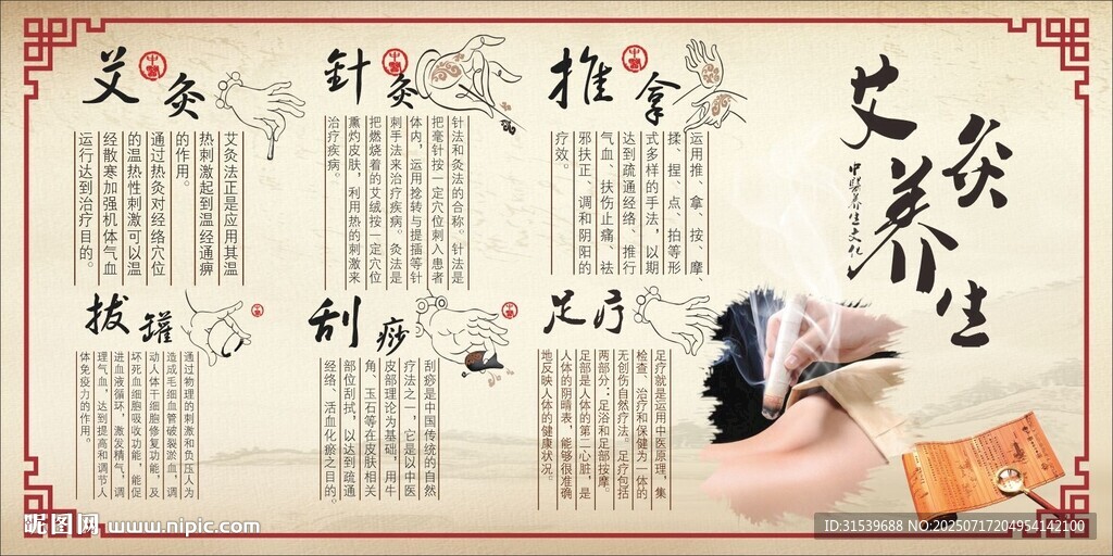艾灸养生宣传展板