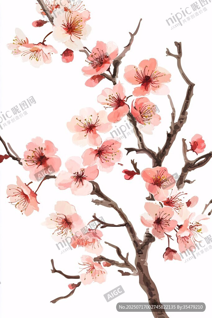 粉色桃花枝