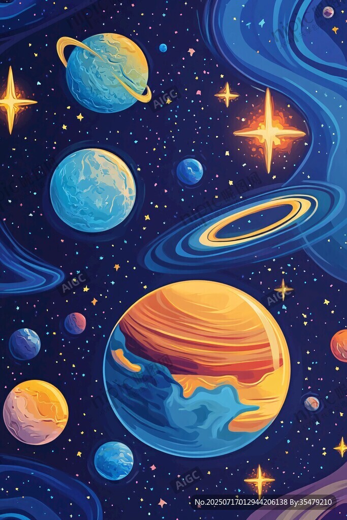 梦幻宇宙星球插画