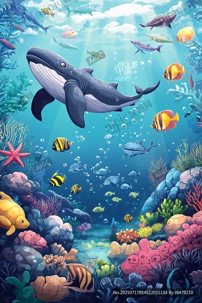 梦幻海底世界 鲸鱼与群鱼