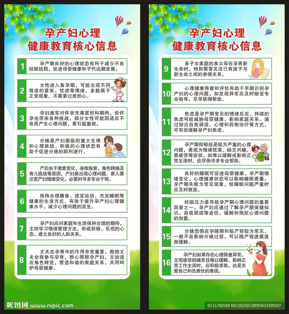 孕产妇心理健康核心信息展架