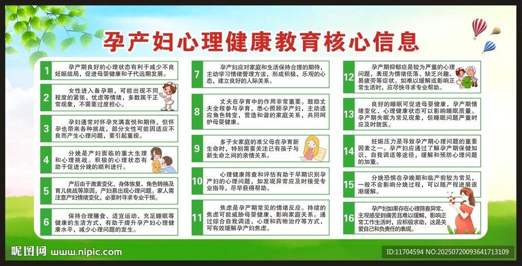 孕产妇心理健康教育核心信息