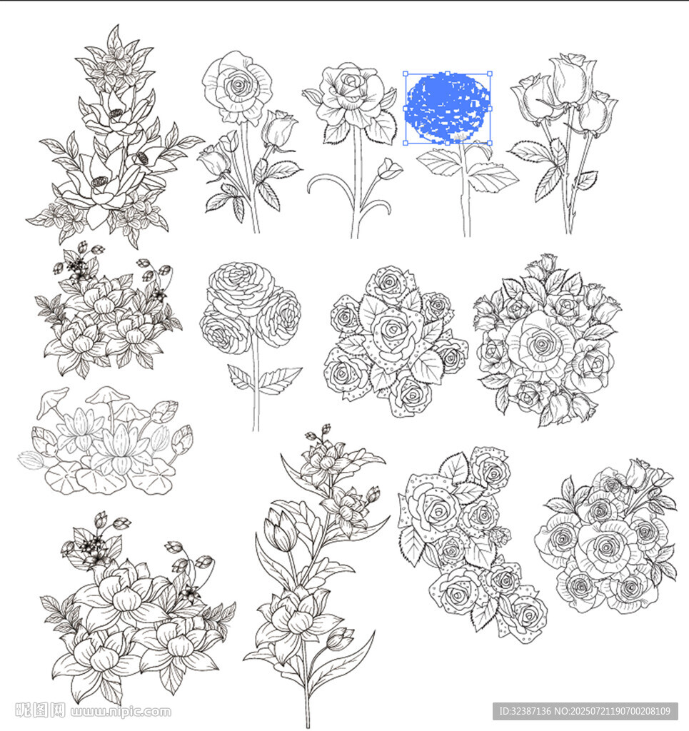 手绘花卉图案集合