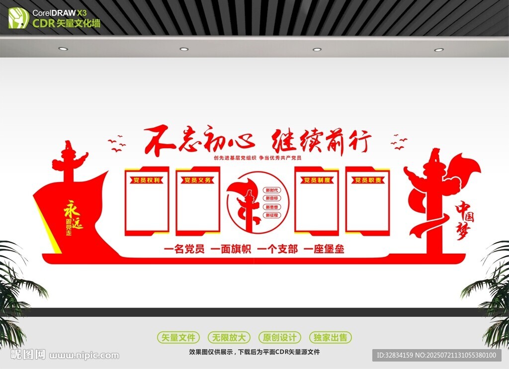不忘初心主题文化墙展示