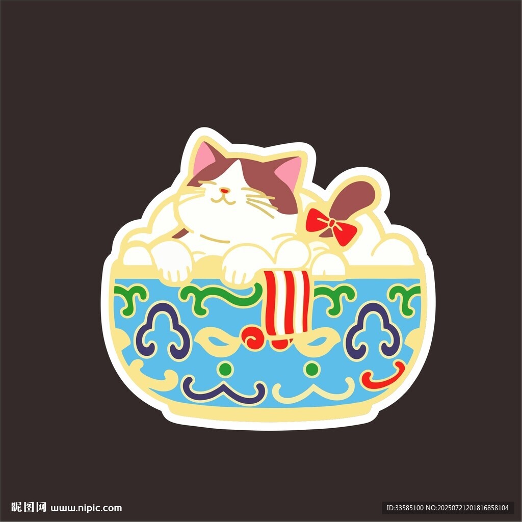 故宫猫咪卡通插画