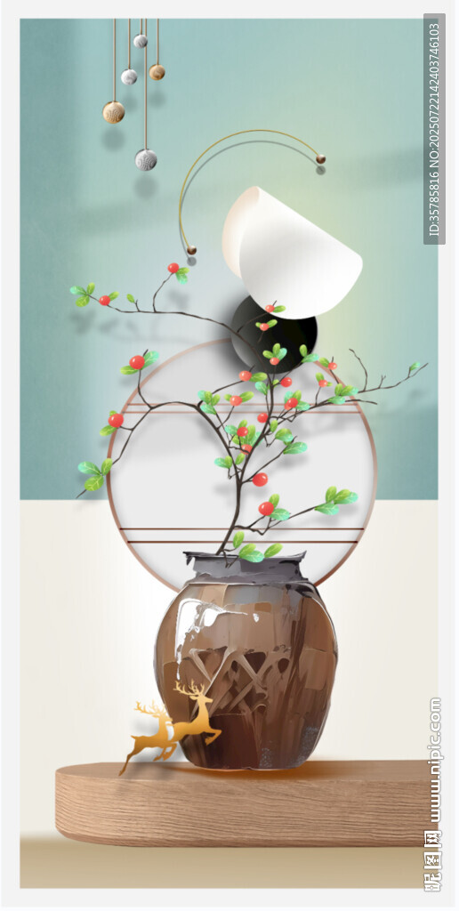 花卉玄关入户挂画玄关麋鹿