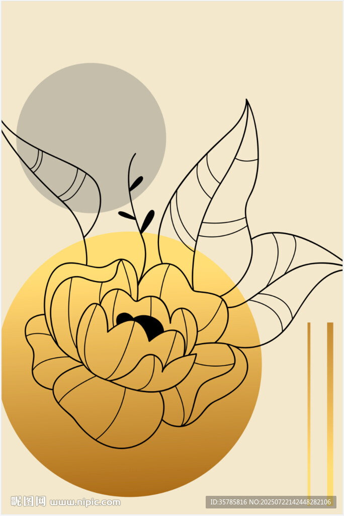 现代抽象几何小清新线条装饰画