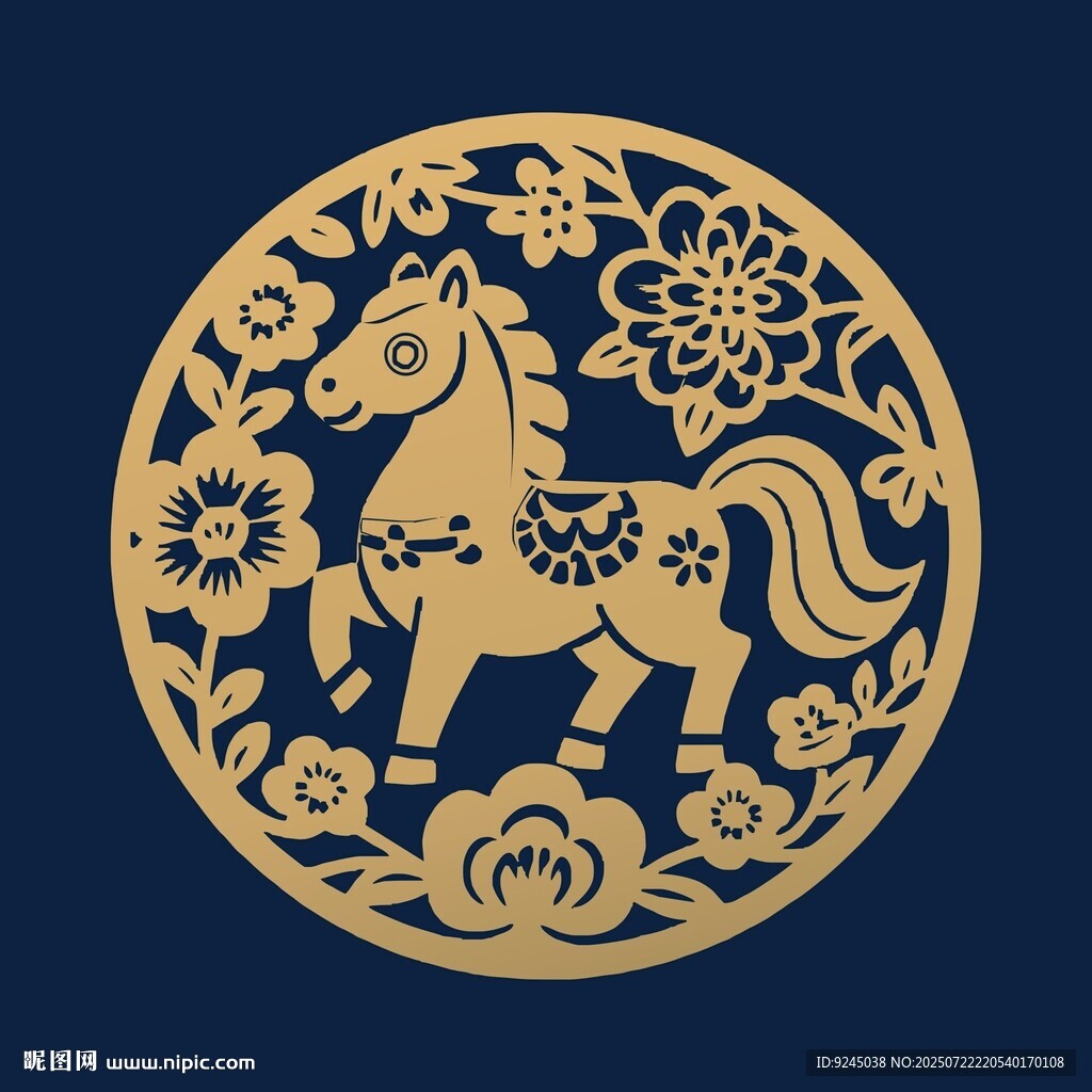 中国传统新年马年插画