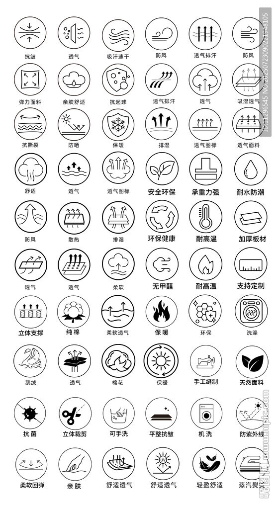 详情页主图服饰面料属性图标