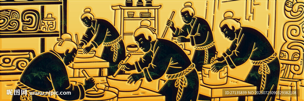 古代工匠劳作场景