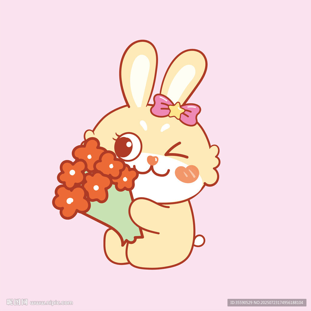 可爱小兔捧花送惊喜