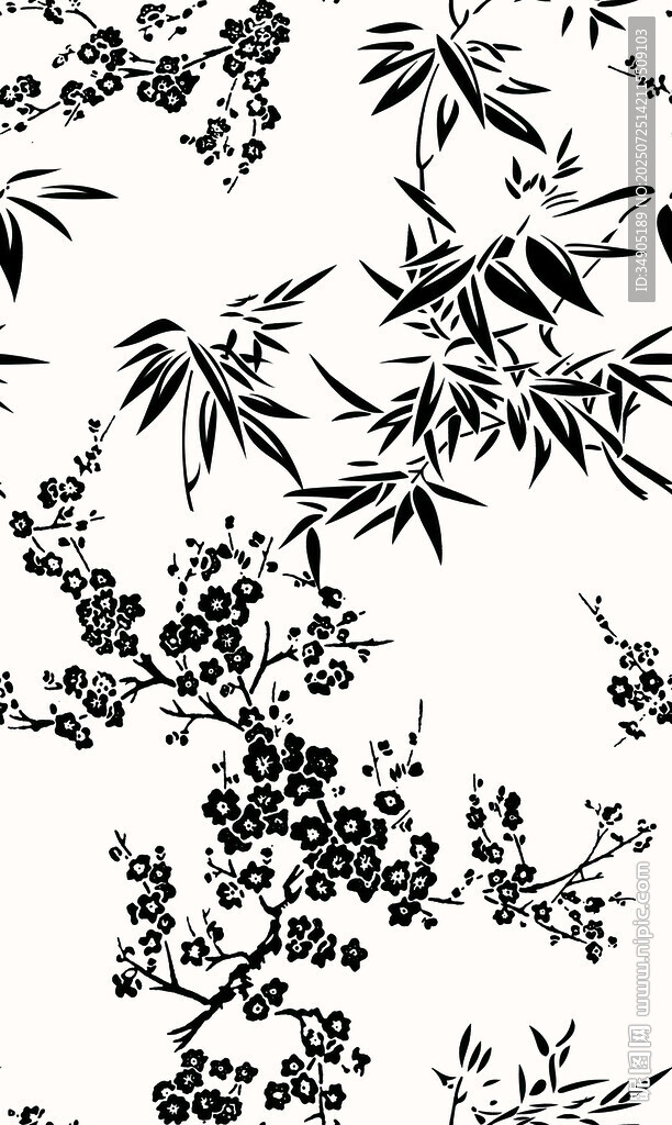 水墨风竹梅图案