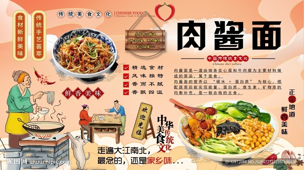 肉酱面背景墙