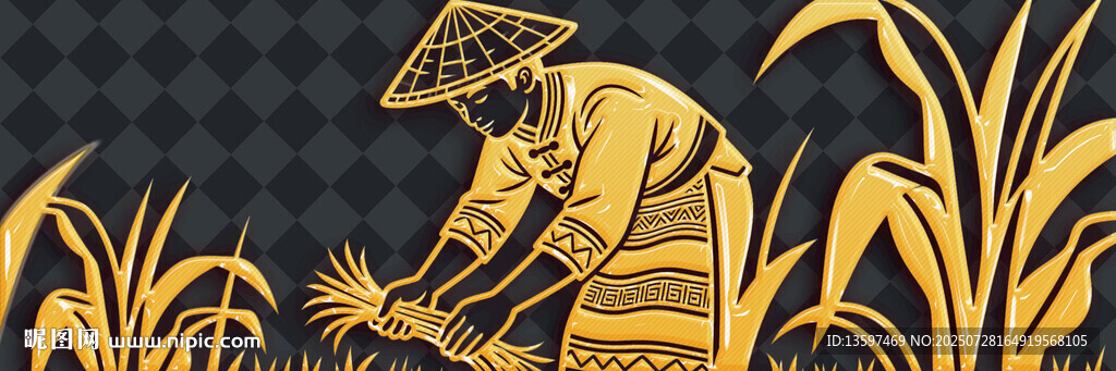 田间劳作的传统农人