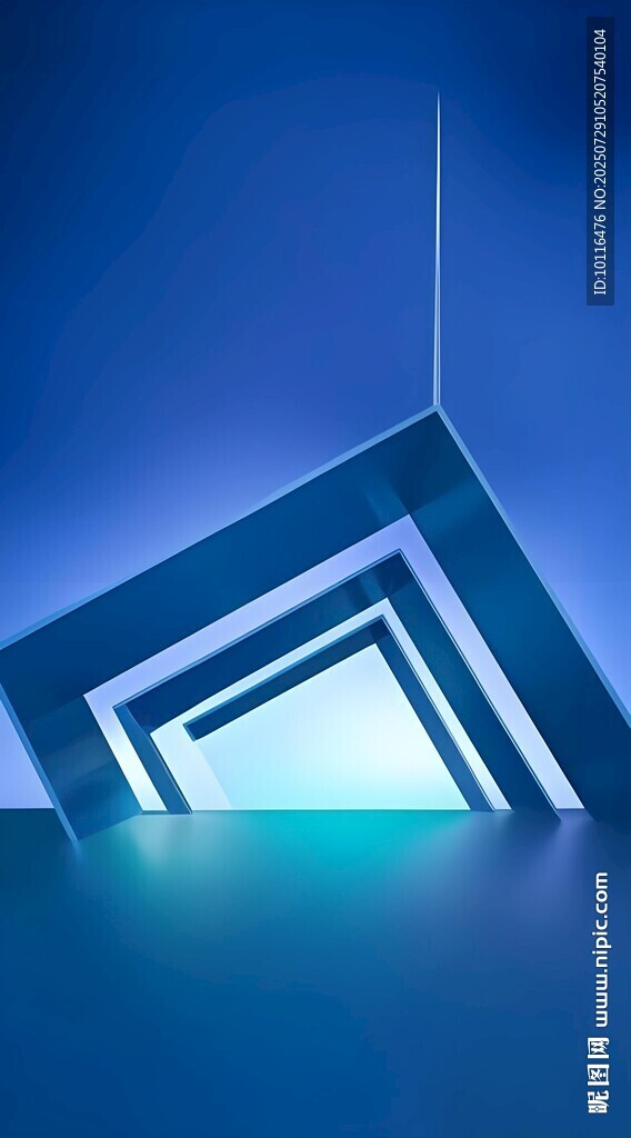 蓝色几何结构建筑光影图