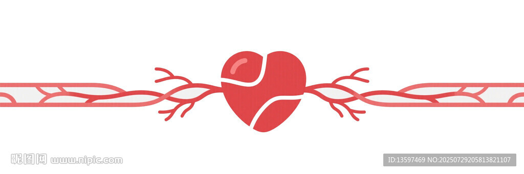 红线缠绕爱心图案