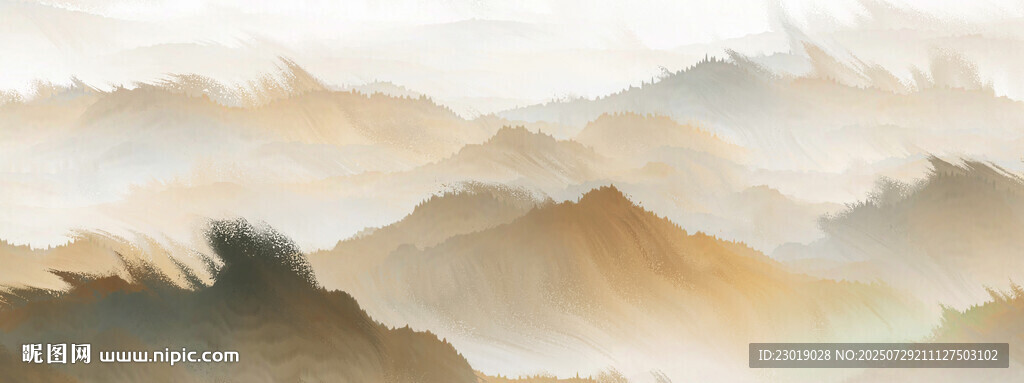 水墨风格山峦美景