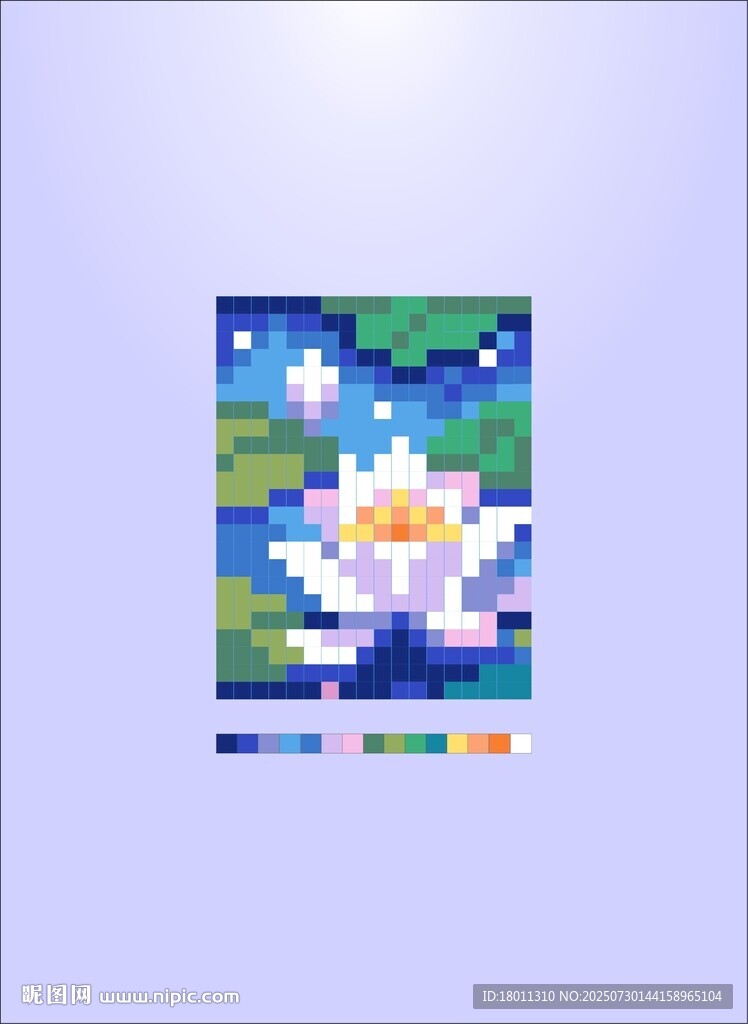 像素风莫奈莲花图案设计