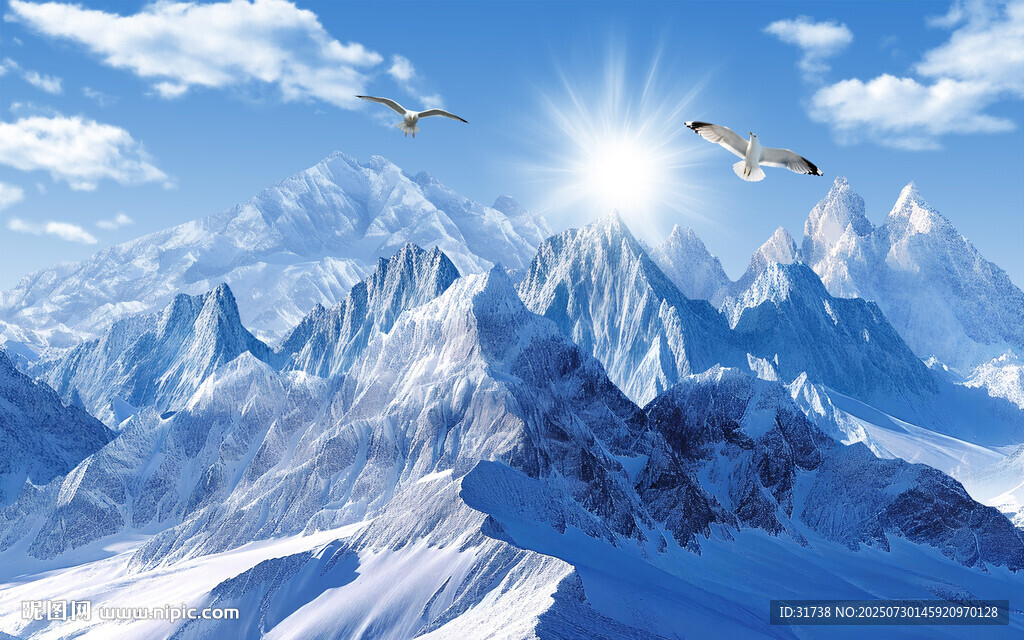 雪山风景背景墙画壁纸