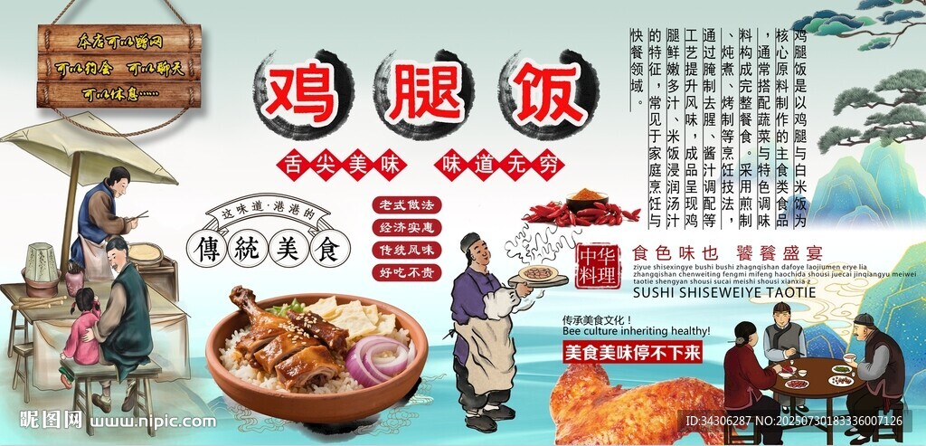 鸡腿饭背景墙