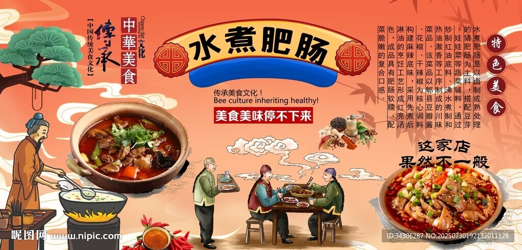 水煮肥肠背景墙