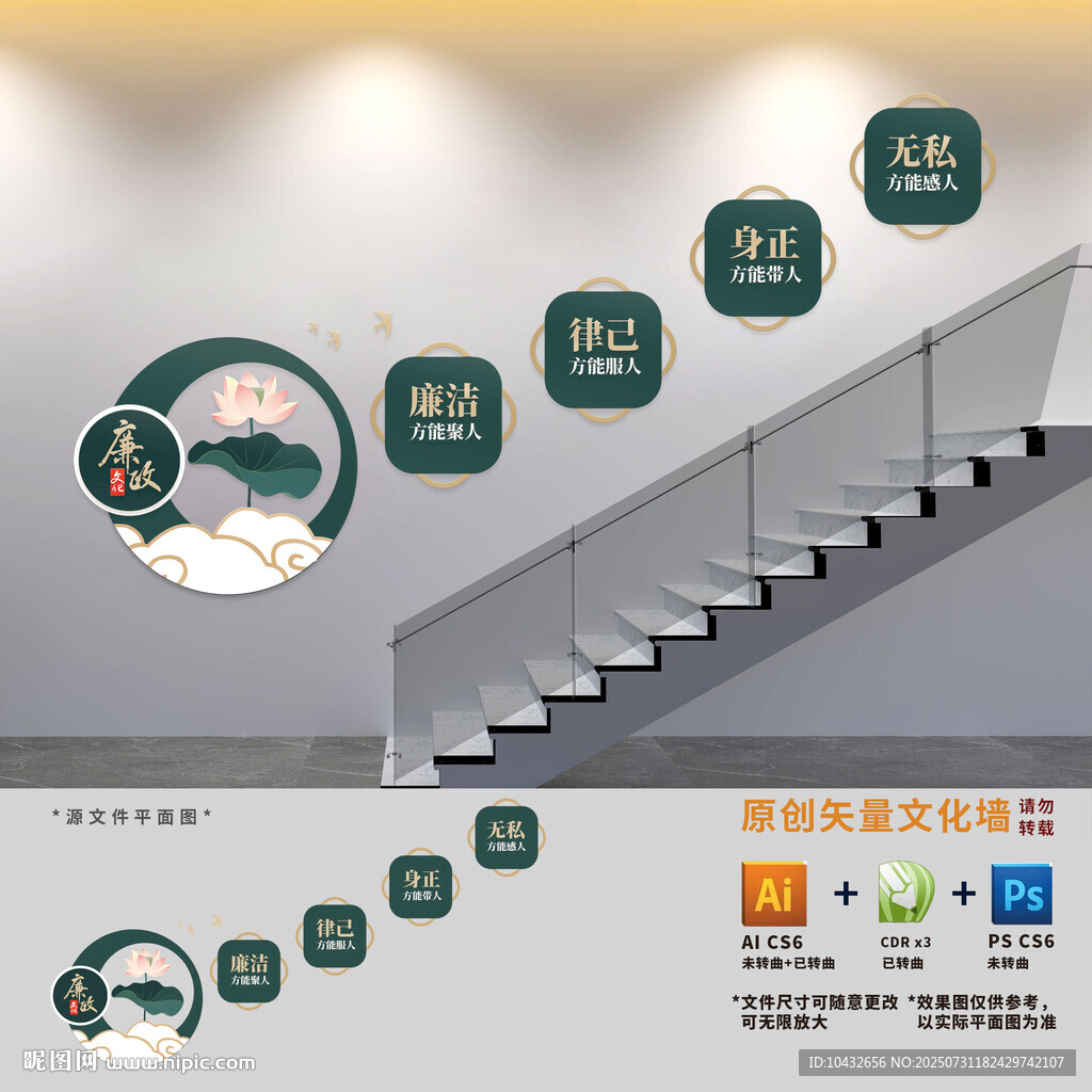 廉政展板楼梯党建文化墙