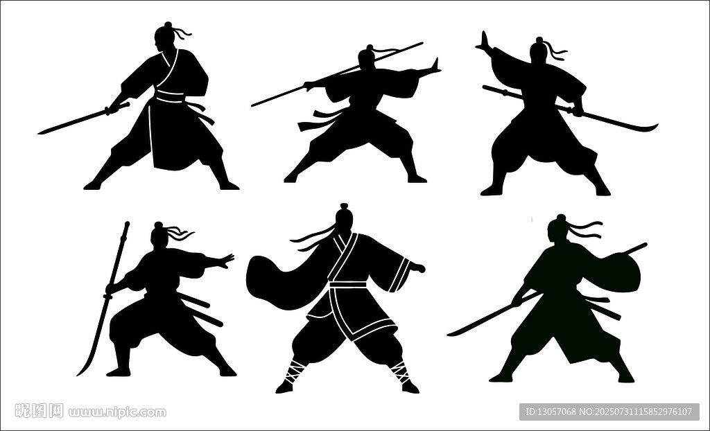 武士战斗姿态剪影