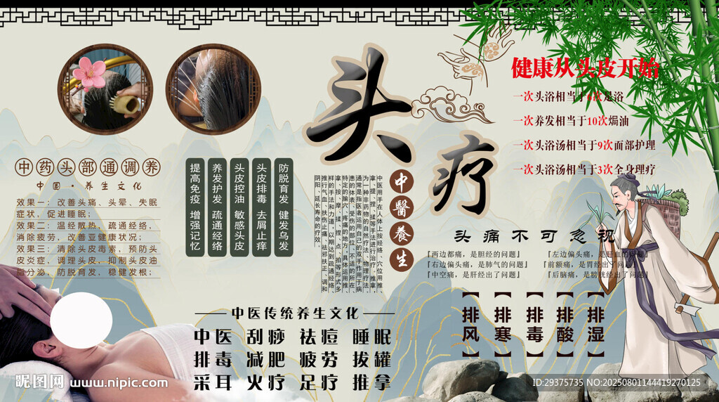 头疗养生背景墙