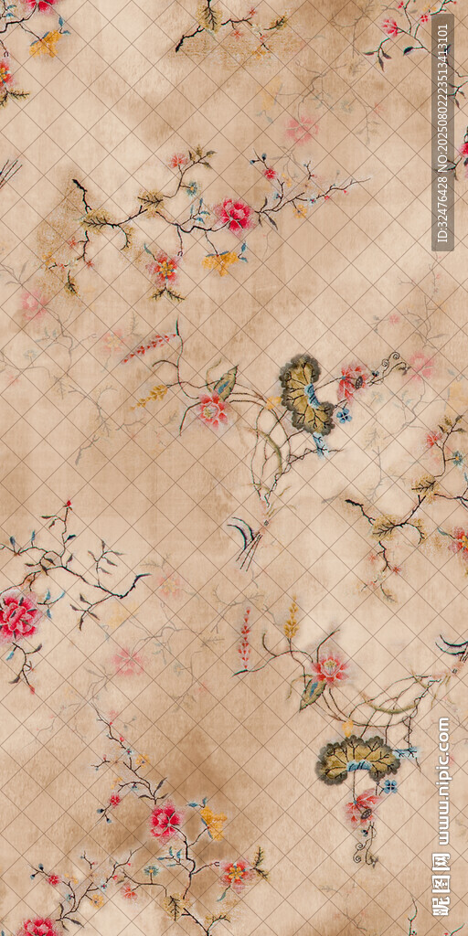 中式花鸟复古纹理图案