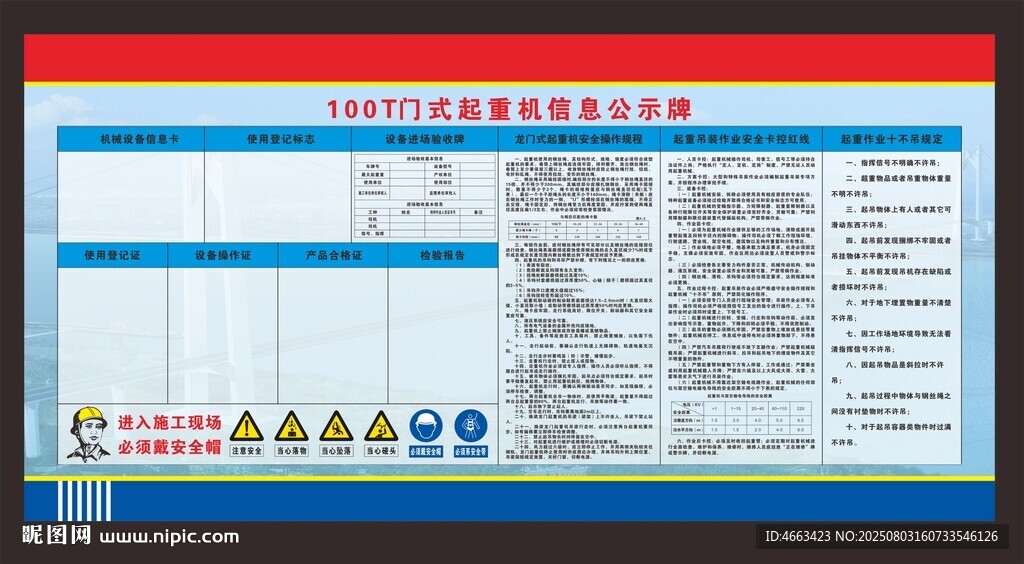 起重机信息牌