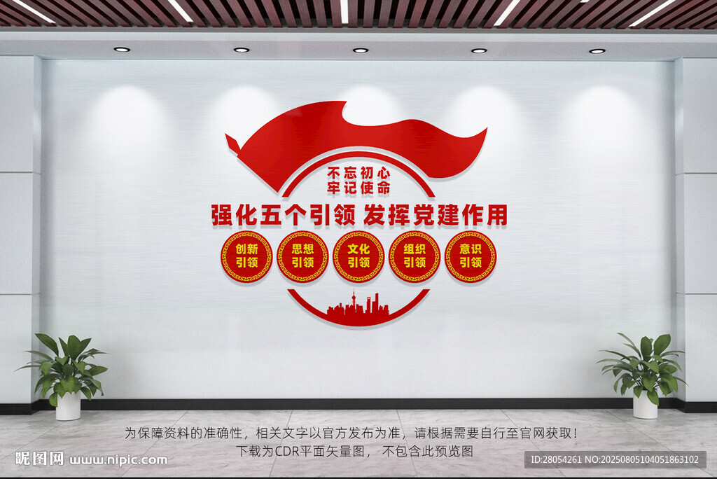 五个引领党建文化墙