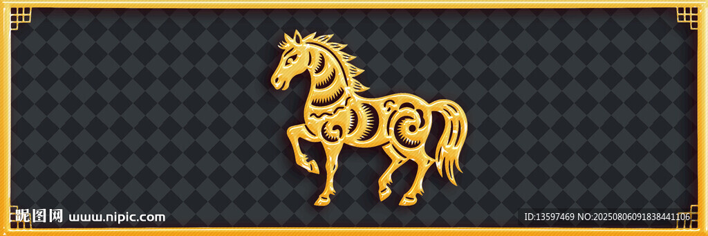 金色花纹马图案
