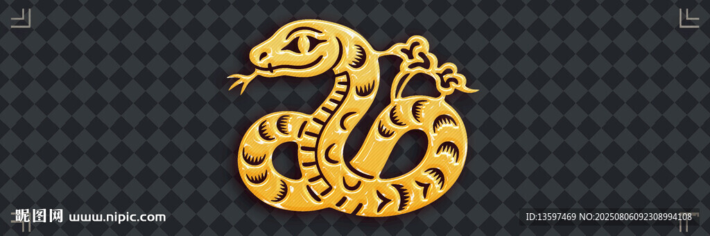 金色盘绕蛇形图案