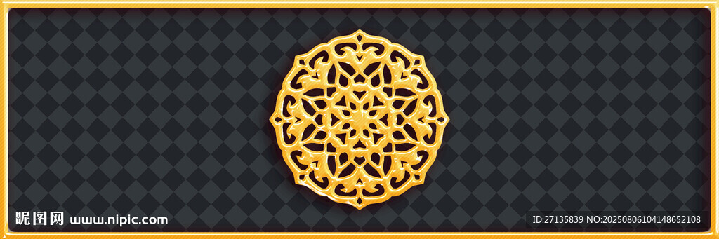 金色圆形花纹装饰图案