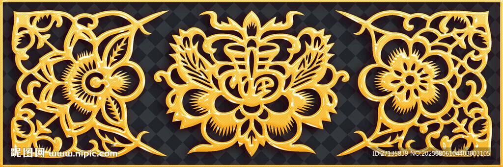 中式金色花纹装饰图案