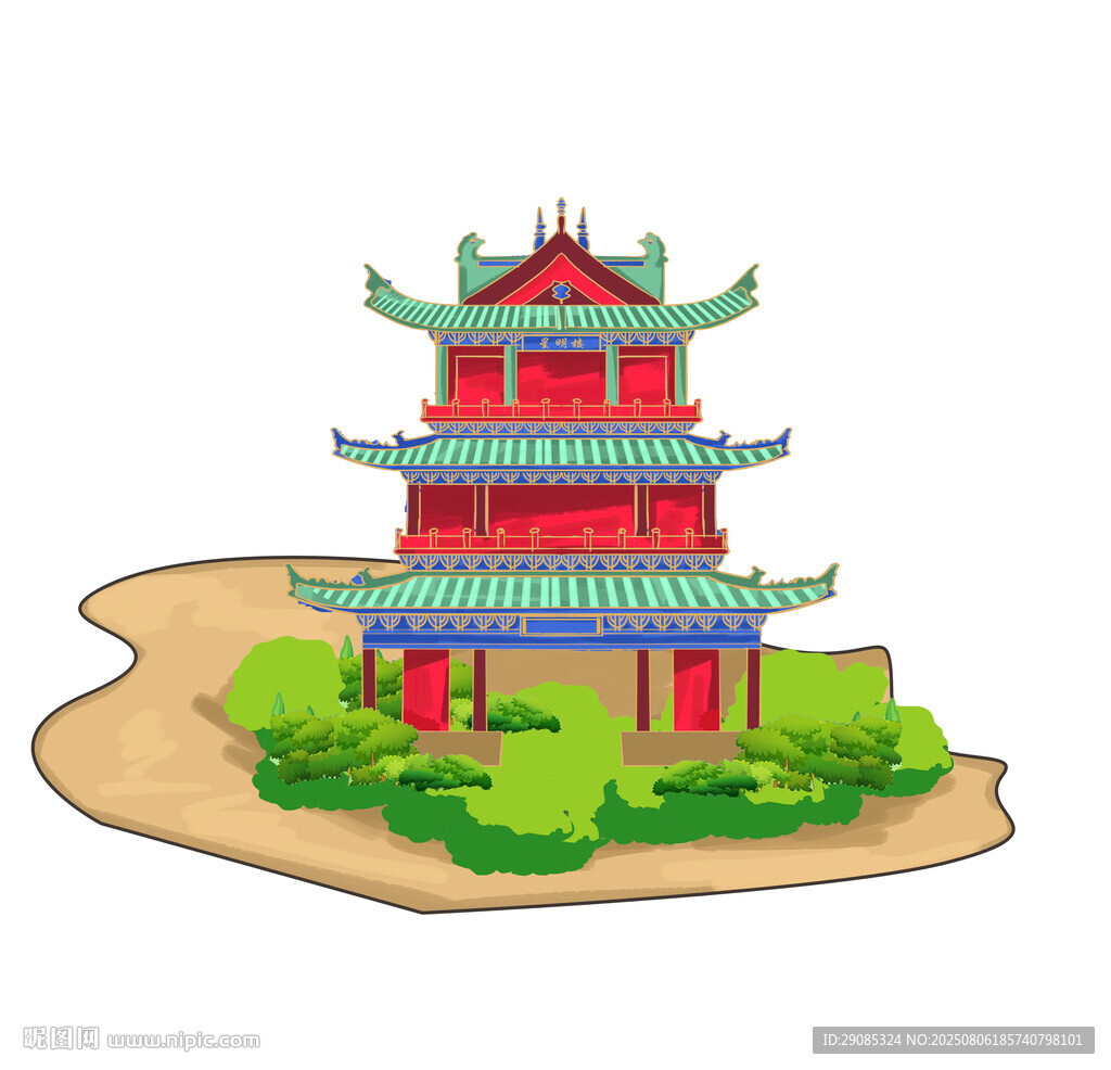 星明楼中式古风多层塔楼景观